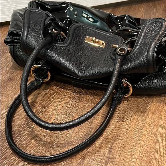 Moschino Black Satchel with Glossy Finish and Gold Hardware - Picture 14 of 14